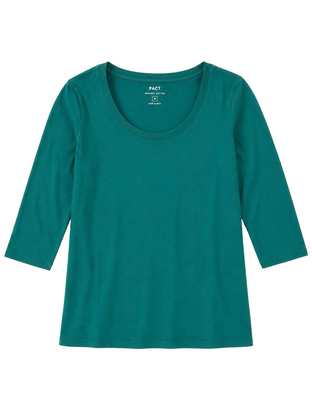 Pact Women's Teal Long Sleeve Scoop Neck Tee